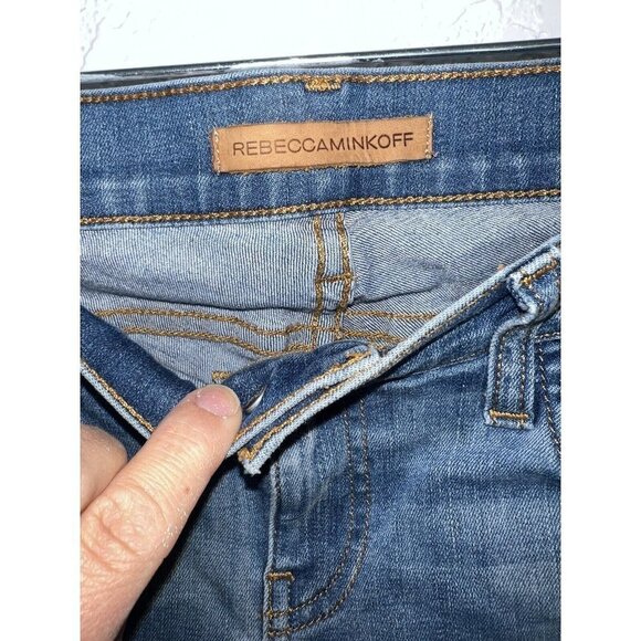 REBECCA MINKOFF Jane Skinny Jean Distressed Medium Wash Low Rise 28 X - Picture 5 of 7